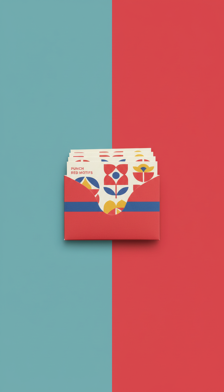 Punch Red Motifs Postcard Set