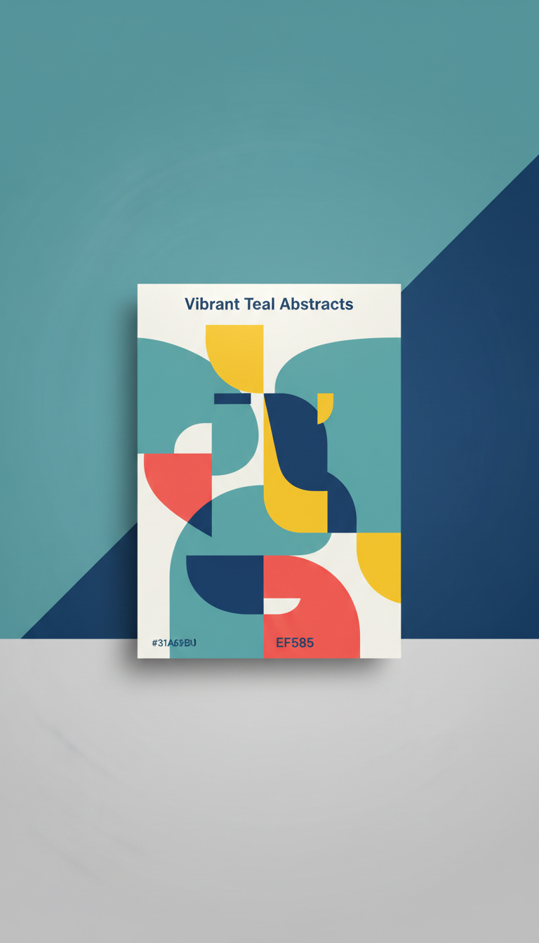 Vibrant Teal Abstracts Postcard Set